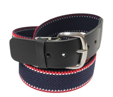 Pasek Gumowa Plecionka Polska Galanteria (PL) XXL Rozciągliwy GRANATOWY CZERWONA BIAŁA NITKA 40 mm Uniwersalny Zakres Zapinania