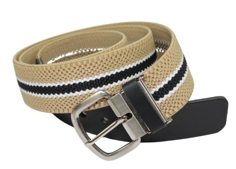 Pasek Gumowa Plecionka Polska Galanteria (PL) XXL Rozciągliwy KREMOWO CZARNO BIAŁY 40 mm Uniwersalny Zakres Zapinania
