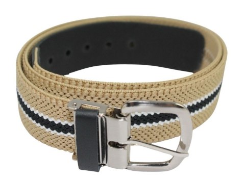 Pasek Gumowa Plecionka Polska Galanteria (PL) XXL Rozciągliwy KREMOWO CZARNO BIAŁY 40 mm Uniwersalny Zakres Zapinania