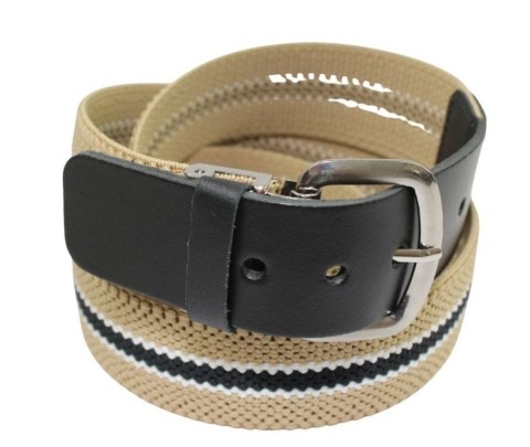 Pasek Gumowa Plecionka Polska Galanteria (PL) XXL Rozciągliwy KREMOWO CZARNO BIAŁY 40 mm Uniwersalny Zakres Zapinania