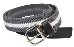 Pasek Gumowa Plecionka Polska Galanteria (PL) XXL Rozciągliwy SZARO-BIAŁY 30 mm Klamra Tradycyjna Uniwersalny Zakres Zapinania