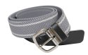Pasek Gumowa Plecionka Polska Galanteria (PL) XXL Rozciągliwy SZARO-BIAŁY 40 mm Klamra Tradycyjna Uniwersalny Zakres Zapinania