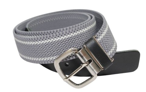 Pasek Gumowa Plecionka Polska Galanteria (PL) XXL Rozciągliwy SZARO-BIAŁY 40 mm Klamra Tradycyjna Uniwersalny Zakres Zapinania