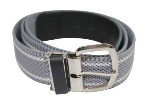 Pasek Gumowa Plecionka Polska Galanteria (PL) XXL Rozciągliwy SZARO-BIAŁY 40 mm Klamra Tradycyjna Uniwersalny Zakres Zapinania