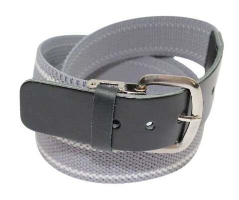 Pasek Gumowa Plecionka Polska Galanteria (PL) XXL Rozciągliwy SZARO-BIAŁY 40 mm Klamra Tradycyjna Uniwersalny Zakres Zapinania