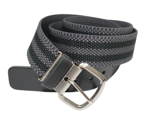 Pasek Gumowa Plecionka Polska Galanteria (PL) XXL Rozciągliwy SZARO-CZARNY 40 mm Klamra Tradycyjna Uniwersalny Zakres Zapinania