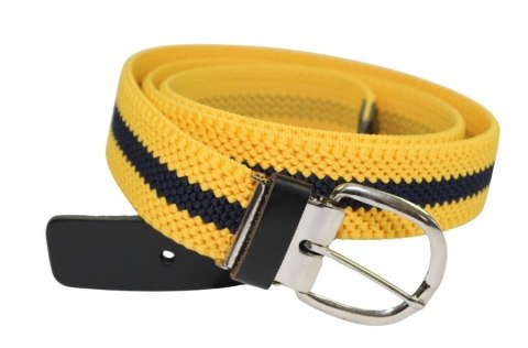 Pasek Gumowa Plecionka Polska Galanteria (PL) XXL Rozciągliwy ZÓŁTY-GRANAT 30 mm Klamra Tradycyjna Uniwersalny Zakres Zapinania
