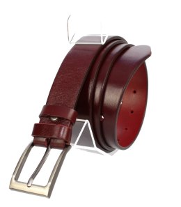 Pasek Męski Skórzany PAS-MAX (PL) Skóra Licowa EXTRA 35 mm CZEREŚNIOWY k61 NADWYMIAR XXL
