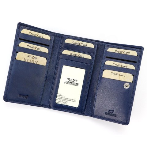 Portfel Damski Skórzany El Forest (PL) Skóra Bydlęca Klamra 14 cm RFID 948 47 GRANATOWY 14,5 x 9 x 2,5 [cm]