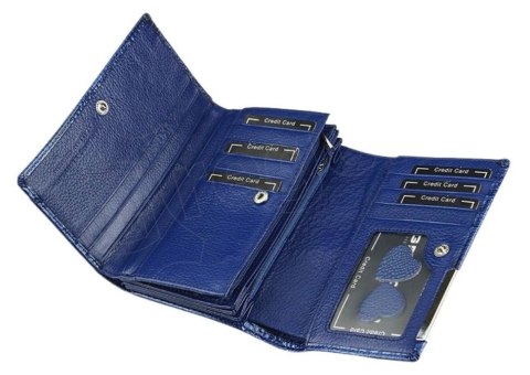 Portfel Damski Skórzany GREGORIO Duży Z Suwakiem Lakierowany RFID GF-112 SZARY 15 x 10 x 4 [cm]