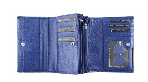 Portfel Damski Skórzany GREGORIO Duży Z Suwakiem Lakierowany RFID GF-112 ZIELONY 15 x 10 x 4 [cm]