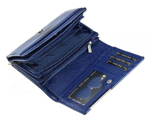 Portfel Damski Skórzany GREGORIO Duży Z Suwakiem Lakierowany RFID GF-112 ZIELONY 15 x 10 x 4 [cm]