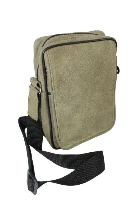 Skórzana Torba Na Ramię Pionowa GRETOS (PL) OLIWKOWA Listonoszka Z Klapką Na Rzep 25 x 18 x 8 [cm]