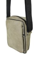 Skórzana Torba Na Ramię Pionowa GRETOS (PL) OLIWKOWA Listonoszka Z Klapką Na Rzep 25 x 18 x 8 [cm]