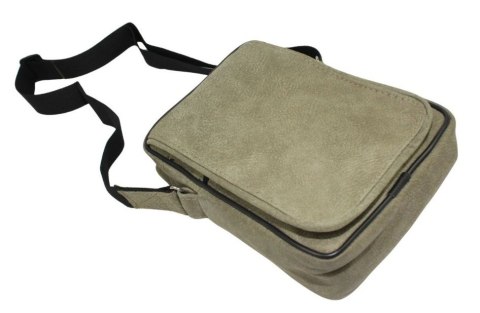 Skórzana Torba Na Ramię Pionowa GRETOS (PL) OLIWKOWA Listonoszka Z Klapką Na Rzep 25 x 18 x 8 [cm]