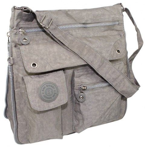 Stylowa Lekka Materiałowa Torba Średnia Kwadrat Listonoszka Na Ramię Bag Street NR 2221 SZARY Stylowa Lekka Materiałowa Torba Średnia Kwadrat Listonoszka Na Ramię Bag Street NR 2221 SZARY