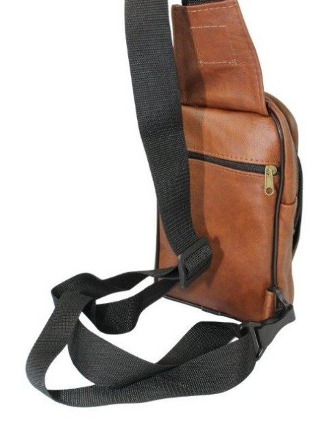 Torba Skórzana Na Ramię Nerka Noszona Na Skos GRETOS (PL) BRĄZOWA Praktyczna I Wygodna 27 x 17 x 5 [cm]