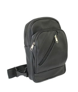 Torba Skórzana Na Ramię Nerka Noszona Na Skos GRETOS (PL) CZARNA Praktyczna I Wygodna 26 x 16 x 6 [cm]