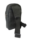 Torba Skórzana Na Ramię Nerka Noszona Na Skos GRETOS (PL) CZARNA Praktyczna I Wygodna 26 x 16 x 6 [cm]