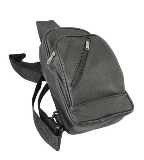 Torba Skórzana Na Ramię Nerka Noszona Na Skos GRETOS (PL) CZARNA Praktyczna I Wygodna 26 x 16 x 6 [cm]