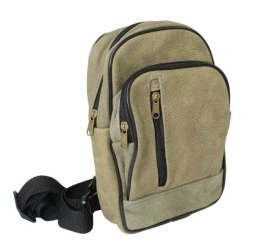 Torba Skórzana Na Ramię Nerka Noszona Na Skos GRETOS (PL) OLIWKOWA Praktyczna I Wygodna 27 x 17 x 5 [cm]