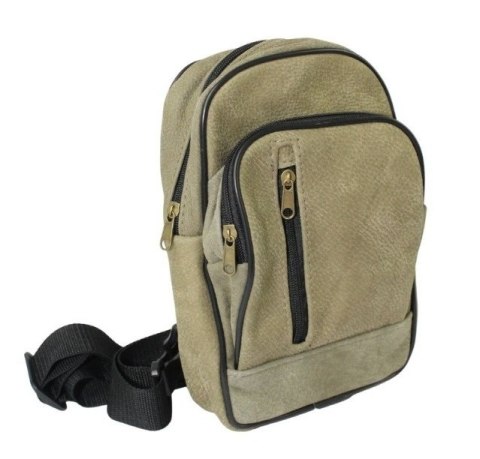 Torba Skórzana Na Ramię Nerka Noszona Na Skos GRETOS (PL) OLIWKOWA Praktyczna I Wygodna 27 x 17 x 5 [cm]