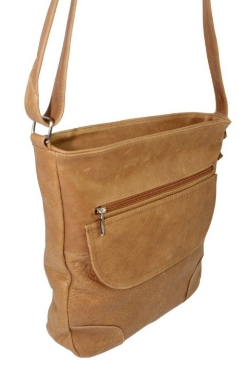 Torebka Skórzana MAGRE (PL) ŻANETA Skóra Naturalna SUROWA SKÓRA KARMEL Tekstura  