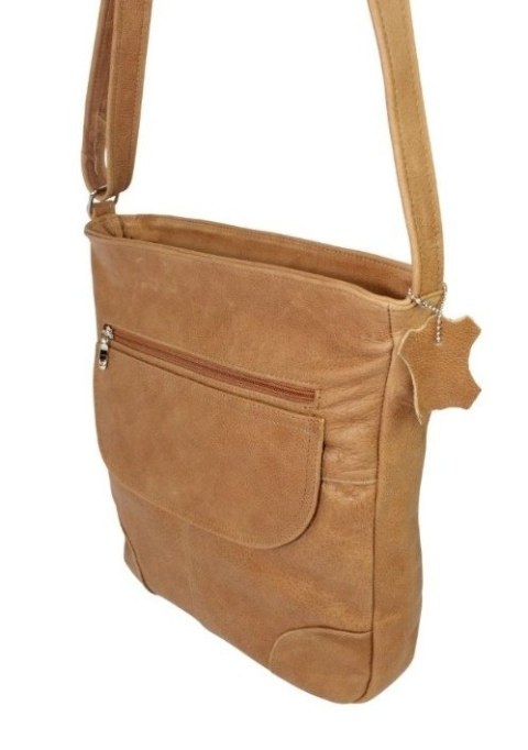 Torebka Skórzana MAGRE (PL) ŻANETA Skóra Naturalna SUROWA SKÓRA KARMEL Tekstura  