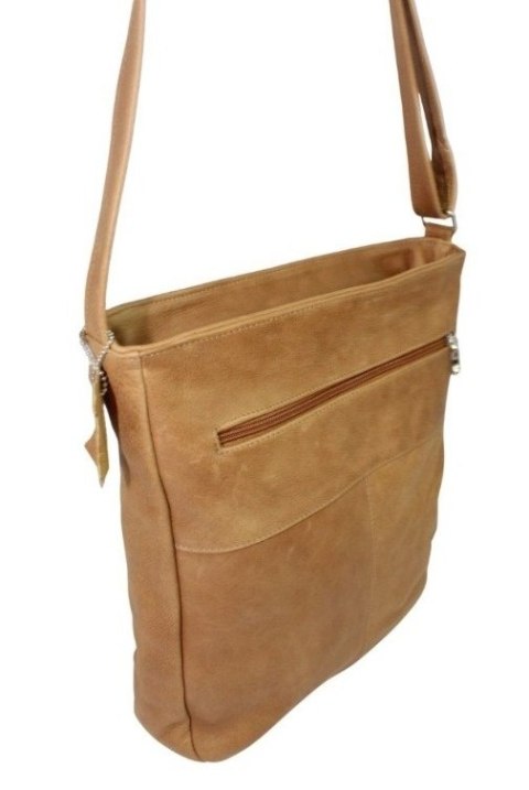 Torebka Skórzana MAGRE (PL) ŻANETA Skóra Naturalna SUROWA SKÓRA KARMEL Tekstura  