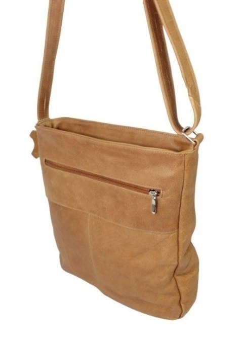 Torebka Skórzana MAGRE (PL) ŻANETA Skóra Naturalna SUROWA SKÓRA KARMEL Tekstura  