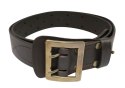 Wojskowy Pas Męski Skórzany OFICER HADA (PL) Skóra Licowa CZEKOLADOWY MOSIĘŻNA KLAMRA Super Wytrzymały Z Płytką Gładki P45B