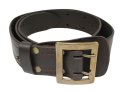 Wojskowy Pas Męski Skórzany OFICER HADA (PL) Skóra Licowa CZEKOLADOWY MOSIĘŻNA KLAMRA Super Wytrzymały Z Płytką Gładki P45B