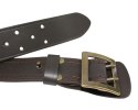 Wojskowy Pas Męski Skórzany OFICER HADA (PL) Skóra Licowa CZEKOLADOWY MOSIĘŻNA KLAMRA Super Wytrzymały Z Płytką Gładki P45B