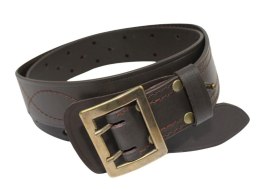 Wojskowy Pas Męski Skórzany OFICER RUBIN (PL) Skóra Licowa CZEKOLADOWY MOSIĘŻNA KLAMRA Super Wytrzymały Z Płytką Gładki P45B XXL