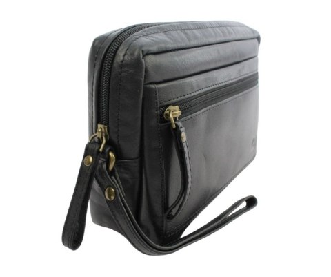 Ekskluzywna Saszetka Premium Męska Skórzana El Forrest MB09 61 Skóra Naturalna Bydlęca CZARNA 23 x 16 x 8 [cm]