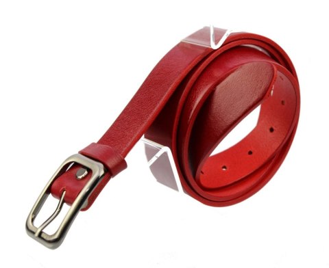 Pasek Damski Skórzany PAS-MAX (PL) Skóra Licowa EXTRA Gładki 30 mm CIEMNY CZERWONY k62