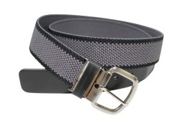 Pasek Gumowa Plecionka Polska Galanteria (PL) Super Rozciągliwy 40 mm Klamra Tradycyjna Szeroki Zakres Zapinania SZARY Z CZARNYM