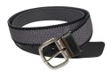 Pasek Gumowa Plecionka Polska Galanteria (PL) Super Rozciągliwy 40 mm Klamra Tradycyjna Szeroki Zakres Zapinania SZARY Z CZARNYM