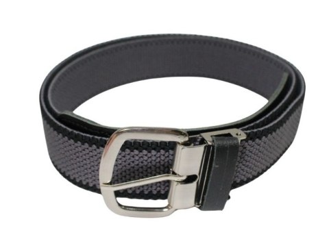 Pasek Gumowa Plecionka Polska Galanteria (PL) Super Rozciągliwy 40 mm Klamra Tradycyjna Szeroki Zakres Zapinania SZARY Z CZARNYM