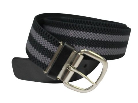 Pasek Gumowa Plecionka Polska Galanteria (PL) Super Rozciągliwy 40 mm Klamra Tradycyjna Szeroki Zakres Zapinania SZARY/CZARNY