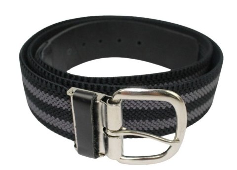 Pasek Gumowa Plecionka Polska Galanteria (PL) Super Rozciągliwy 40 mm Klamra Tradycyjna Szeroki Zakres Zapinania SZARY/CZARNY