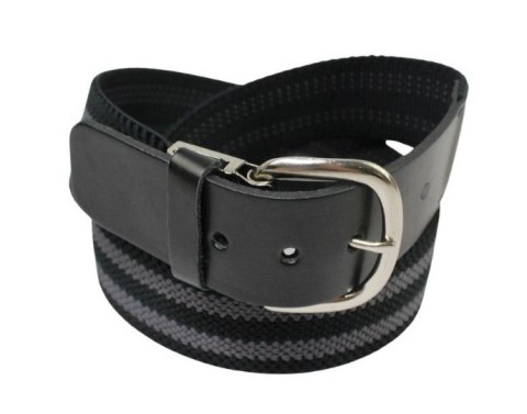 Pasek Gumowa Plecionka Polska Galanteria (PL) Super Rozciągliwy 40 mm Klamra Tradycyjna Szeroki Zakres Zapinania SZARY/CZARNY