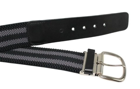 Pasek Gumowa Plecionka Polska Galanteria (PL) Super Rozciągliwy 40 mm Klamra Tradycyjna Szeroki Zakres Zapinania SZARY/CZARNY