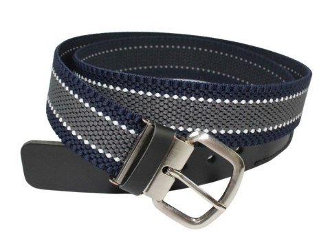 Pasek Gumowa Plecionka Polska Galanteria (PL) Super Rozciągliwy 40 mm Klamra Tradycyjna Szeroki Zakres Zapinania SZARY/GRANAT