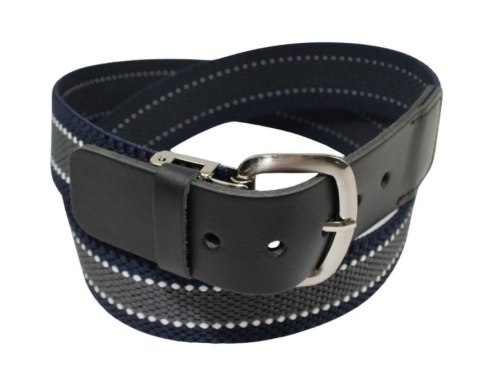 Pasek Gumowa Plecionka Polska Galanteria (PL) Super Rozciągliwy 40 mm Klamra Tradycyjna Szeroki Zakres Zapinania SZARY/GRANAT