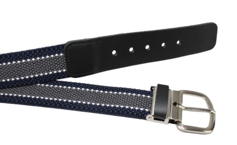 Pasek Gumowa Plecionka Polska Galanteria (PL) Super Rozciągliwy 40 mm Klamra Tradycyjna Szeroki Zakres Zapinania SZARY/GRANAT