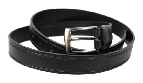 Pasek Męski Skórzany PAS-MAX (PL) "IMITACJA SZYCIA" Skóra Licowa EXTRA 30 mm CZARNY