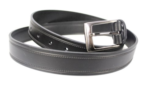Pasek Męski Skórzany PAS-MAX (PL) "IMITACJA SZYCIA" Skóra Licowa EXTRA 30 mm CZARNY