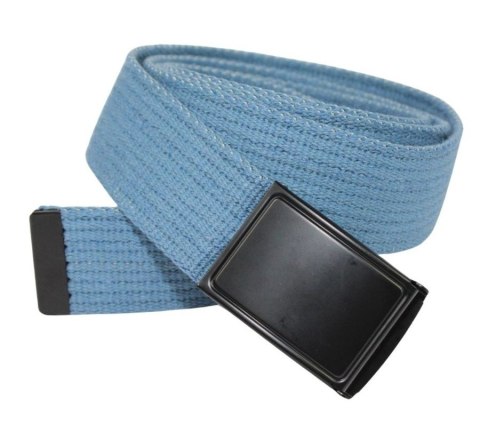 Pasek Parciany Polska Galanteria (PL) Bawełniany PARCIAK 40 mm Z CZARNĄ Bezniklową Klamrą Zatrzaskową Błękitny Szeroki