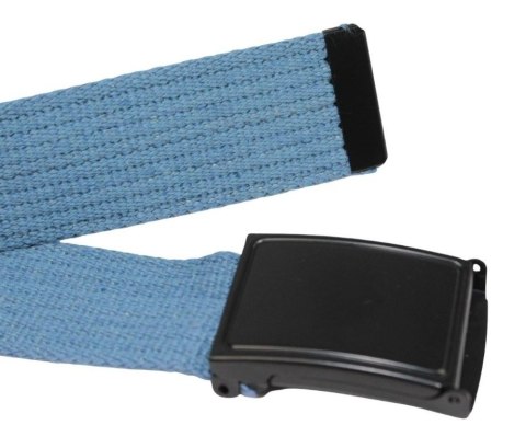 Pasek Parciany Polska Galanteria (PL) Bawełniany PARCIAK 40 mm Z CZARNĄ Bezniklową Klamrą Zatrzaskową Błękitny Szeroki